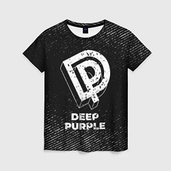 Футболка женская Deep Purple с потертостями на темном фоне, цвет: 3D-принт