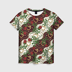 Женская футболка Романтика - сердечки и розы
