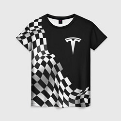 Женская футболка Tesla racing flag
