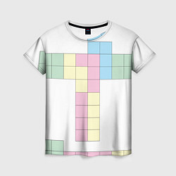 Женская футболка Тетрис буква т падающие блоки