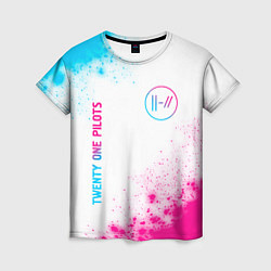 Женская футболка Twenty One Pilots neon gradient style: надпись, си