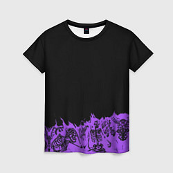 Женская футболка Скелеты в неоновом огне