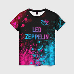 Футболка женская Led Zeppelin - neon gradient: символ сверху, цвет: 3D-принт