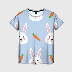 Женская футболка Зайчики и морковки