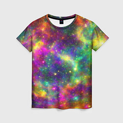 Женская футболка Яркий неоновый космос