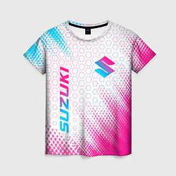 Женская футболка Suzuki neon gradient style: надпись, символ