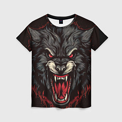 Женская футболка Злой серый волк