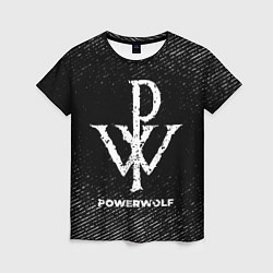 Женская футболка Powerwolf с потертостями на темном фоне