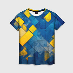 Женская футболка Синяя и жёлтая геометрия