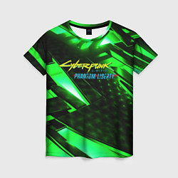 Женская футболка Cyberpunk 2077 phantom liberty neon green