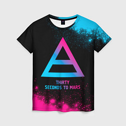 Женская футболка Thirty Seconds to Mars - neon gradient