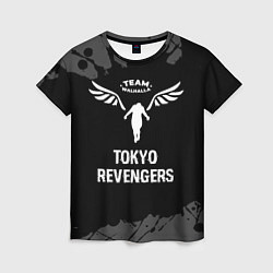 Женская футболка Tokyo Revengers glitch на темном фоне