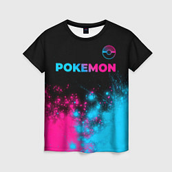 Футболка женская Pokemon - neon gradient: символ сверху, цвет: 3D-принт