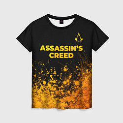 Футболка женская Assassins Creed - gold gradient: символ сверху, цвет: 3D-принт