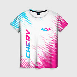 Женская футболка Chery neon gradient style: надпись, символ