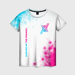 Женская футболка Darling in the FranXX neon gradient style: надпись