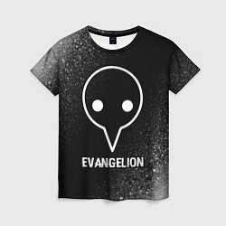 Женская футболка Evangelion glitch на темном фоне