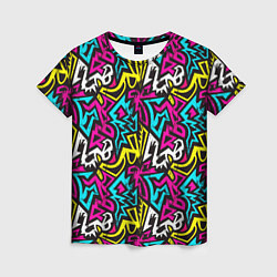 Женская футболка Цветные зигзаги Colored zigzags