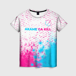 Женская футболка Akame ga Kill neon gradient style: символ сверху