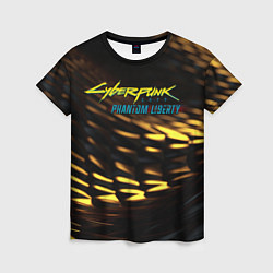 Женская футболка Cyberpunk 2077 phantom liberty black gold