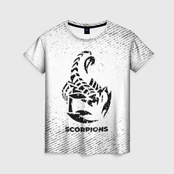 Женская футболка Scorpions с потертостями на светлом фоне