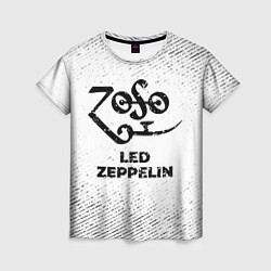 Женская футболка Led Zeppelin с потертостями на светлом фоне