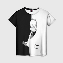 Женская футболка Homer Simpson - black and white