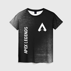 Женская футболка Apex Legends glitch на темном фоне: надпись, симво