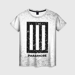 Женская футболка Paramore с потертостями на светлом фоне