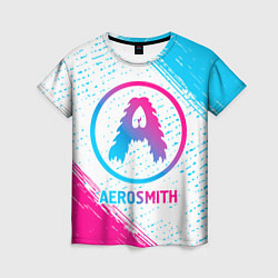 Женская футболка Aerosmith neon gradient style