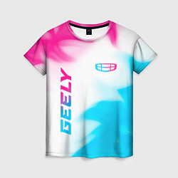 Женская футболка Geely neon gradient style: надпись, символ