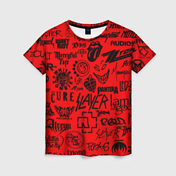 Женская футболка Лучшие рок группы на красном