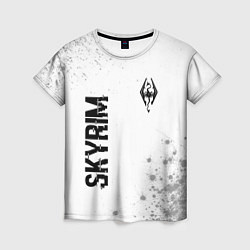 Женская футболка Skyrim glitch на светлом фоне: надпись, символ