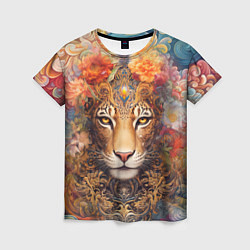 Женская футболка Леопард в тропиках