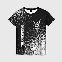 Женская футболка The Offspring и рок символ на темном фоне