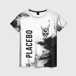 Женская футболка Placebo и рок символ на светлом фоне