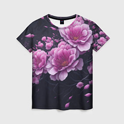 Женская футболка Ветки цветущей розовой сакуры
