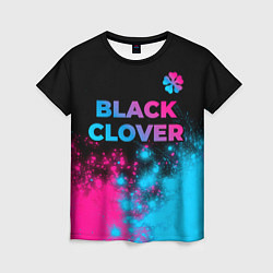 Женская футболка Black Clover - neon gradient: символ сверху