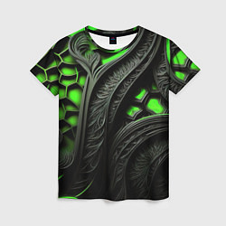 Женская футболка Green black abstract