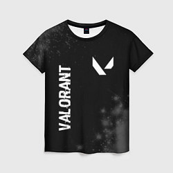 Женская футболка Valorant glitch на темном фоне: надпись, символ