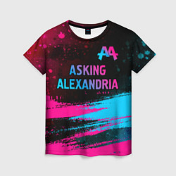 Футболка женская Asking Alexandria - neon gradient: символ сверху, цвет: 3D-принт