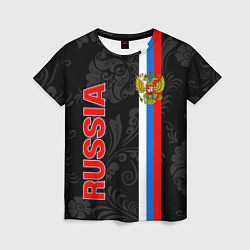 Футболка женская Russia black style, цвет: 3D-принт