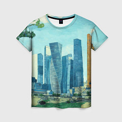Женская футболка Москва-сити Ван Гог