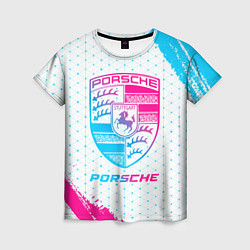 Женская футболка Porsche neon gradient style