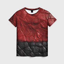 Футболка женская Черная красная текстура, цвет: 3D-принт