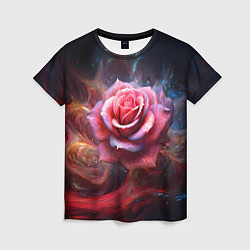 Женская футболка Алая космическая роза - Нейросеть