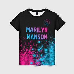 Футболка женская Marilyn Manson - neon gradient: символ сверху, цвет: 3D-принт
