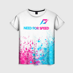 Футболка женская Need for Speed neon gradient style: символ сверху, цвет: 3D-принт