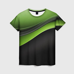 Женская футболка Black green abstract