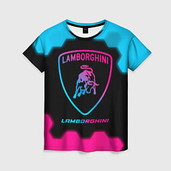 Женская футболка Lamborghini - neon gradient